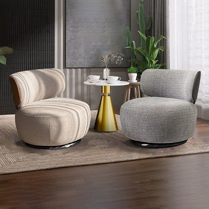 DFM-Chair-FP01602-4.jpg Traditional European Round Linen Solid Wood Iron Sofa Backrest For Living Room - Image 1