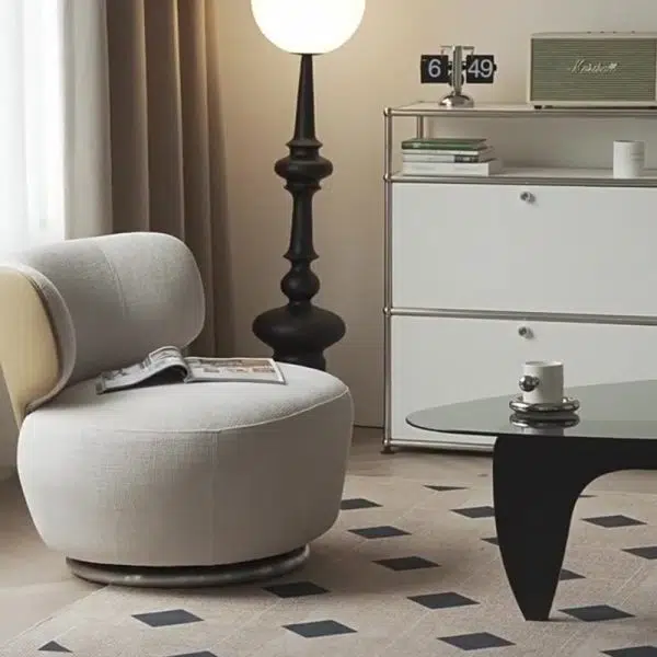 Traditional European Round Linen Solid Wood Iron Sofa Backrest For Living Room - Image 3