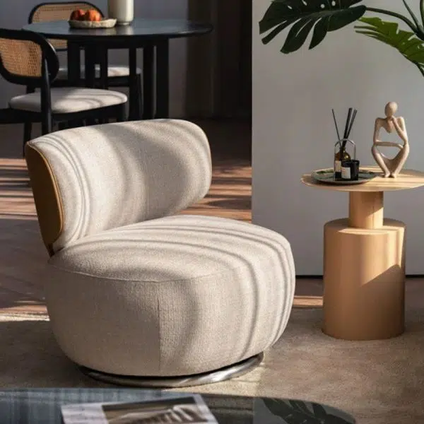 Traditional European Round Linen Solid Wood Iron Sofa Backrest For Living Room - Image 2