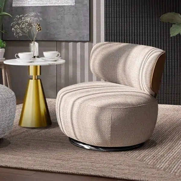 Traditional European Round Linen Solid Wood Iron Sofa Backrest For Living Room - Image 6