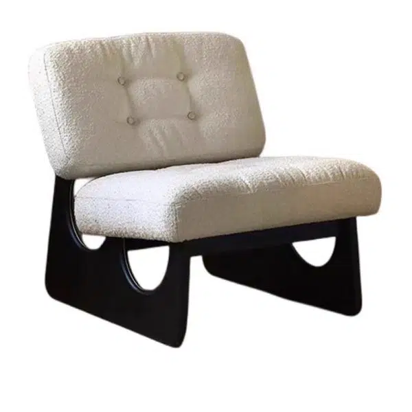 Contemporary Retro Rectangular Cushion Leather Solid Wood Accent Chair Backrest For Living Room - Image 13