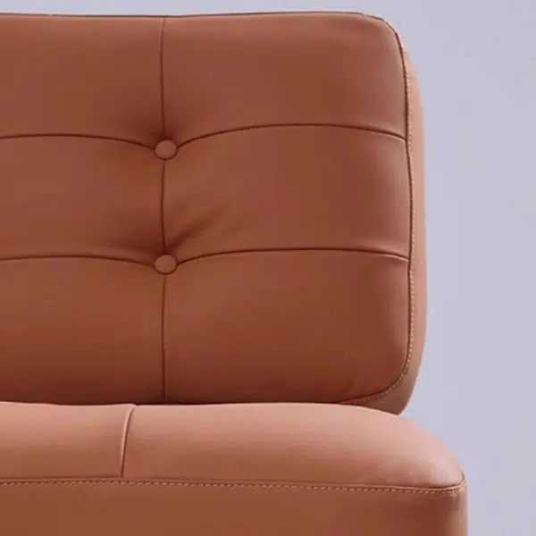 Contemporary Retro Rectangular Cushion Leather Solid Wood Accent Chair Backrest For Living Room - Image 5