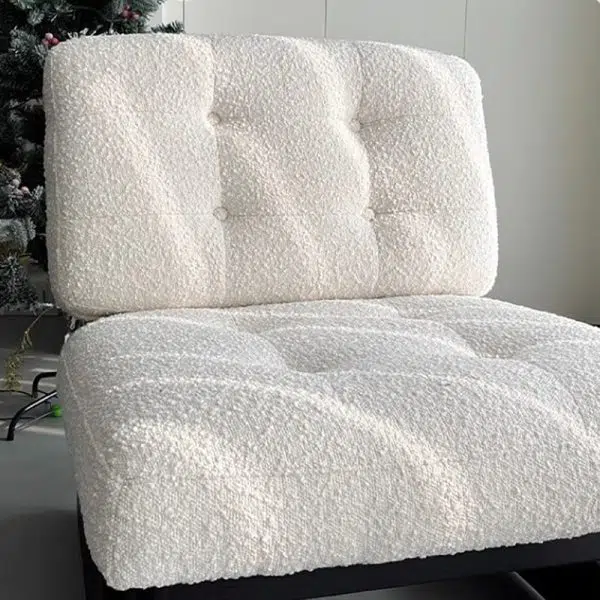 Contemporary Retro Rectangular Cushion Leather Solid Wood Accent Chair Backrest For Living Room - Image 6