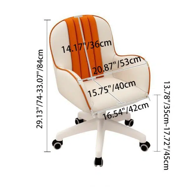 Contemporary Coastal Square PU Leather Nylon Desk Chair Backrest Armrest For Home Office - Image 5