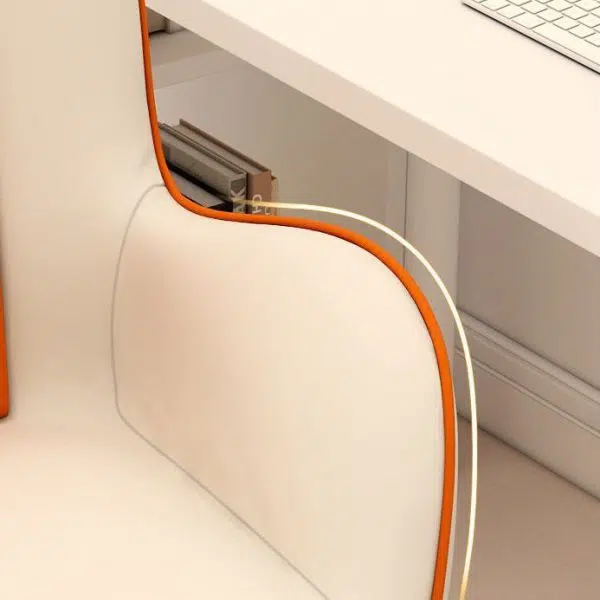 Contemporary Coastal Square PU Leather Nylon Desk Chair Backrest Armrest For Home Office - Image 6