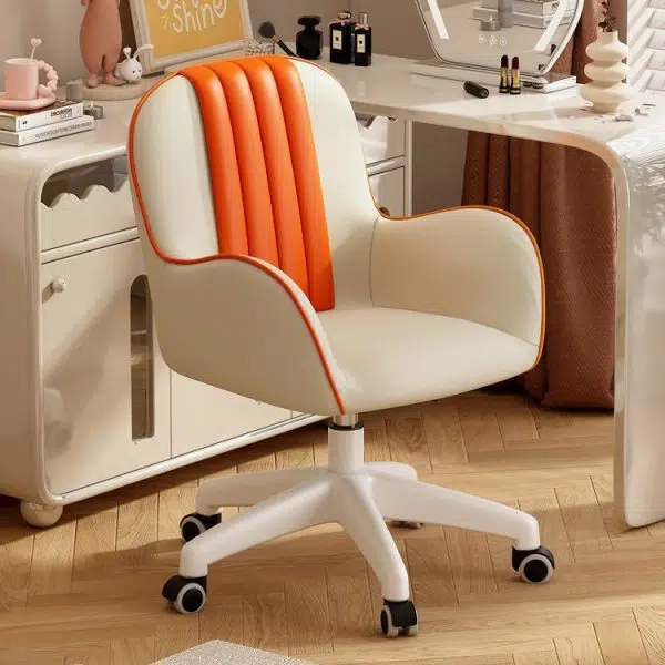 Contemporary Coastal Square PU Leather Nylon Desk Chair Backrest Armrest For Home Office - Image 10