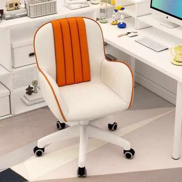 Contemporary Coastal Square PU Leather Nylon Desk Chair Backrest Armrest For Home Office - Image 11