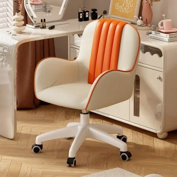 Contemporary Coastal Square PU Leather Nylon Desk Chair Backrest Armrest For Home Office - Image 12