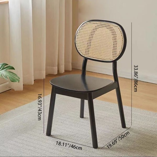Contemporary Nordic Rectangular Wood Rattan Weaving Dining Chair Backrest Armless For Dining Room - Image 5