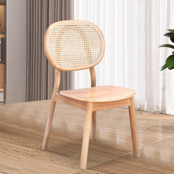 Contemporary Nordic Rectangular Wood Rattan Weaving Dining Chair Backrest Armless For Dining Room - Image 13