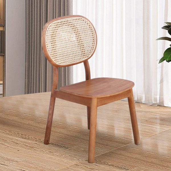 Contemporary Nordic Rectangular Wood Rattan Weaving Dining Chair Backrest Armless For Dining Room - Image 11