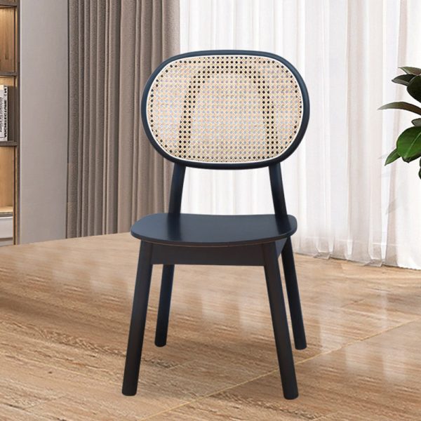 Contemporary Nordic Rectangular Wood Rattan Weaving Dining Chair Backrest Armless For Dining Room - Image 8