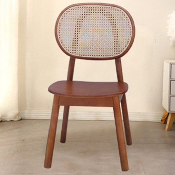 Contemporary Nordic Rectangular Wood Rattan Weaving Dining Chair Backrest Armless For Dining Room - Image 9
