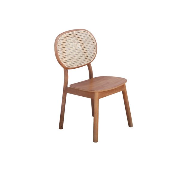 Contemporary Nordic Rectangular Wood Rattan Weaving Dining Chair Backrest Armless For Dining Room - Image 15