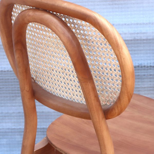 Contemporary Nordic Rectangular Wood Rattan Weaving Dining Chair Backrest Armless For Dining Room - Image 7