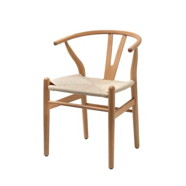 Contemporary Scandinavian Curved Square Y Shape Braided Solid Wood Dining Chair Backrest Arm For Dining Room - Image 19