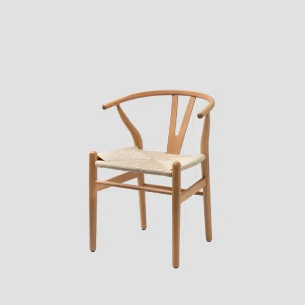 Contemporary Scandinavian Curved Square Y Shape Braided Solid Wood Dining Chair Backrest Arm For Dining Room - Image 17