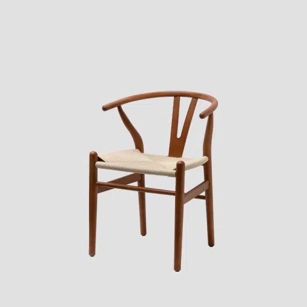 Contemporary Scandinavian Curved Square Y Shape Braided Solid Wood Dining Chair Backrest Arm For Dining Room - Image 16