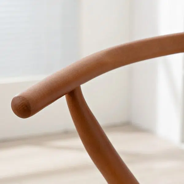 Contemporary Scandinavian Curved Square Y Shape Braided Solid Wood Dining Chair Backrest Arm For Dining Room - Image 5