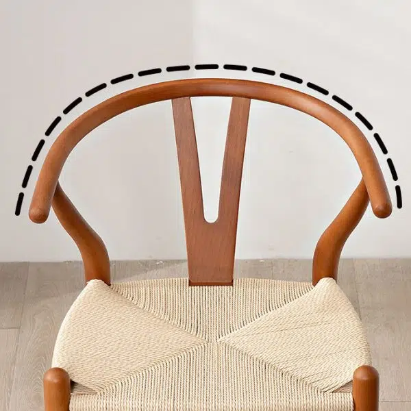 Contemporary Scandinavian Curved Square Y Shape Braided Solid Wood Dining Chair Backrest Arm For Dining Room - Image 9