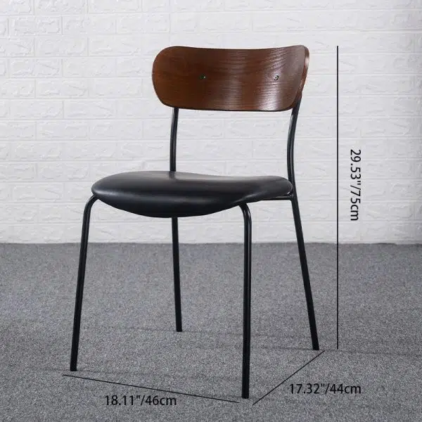 Contemporary Industrial Curved Square Leather Iron Dining Chair Backrest Armless For Dining Room - Image 4
