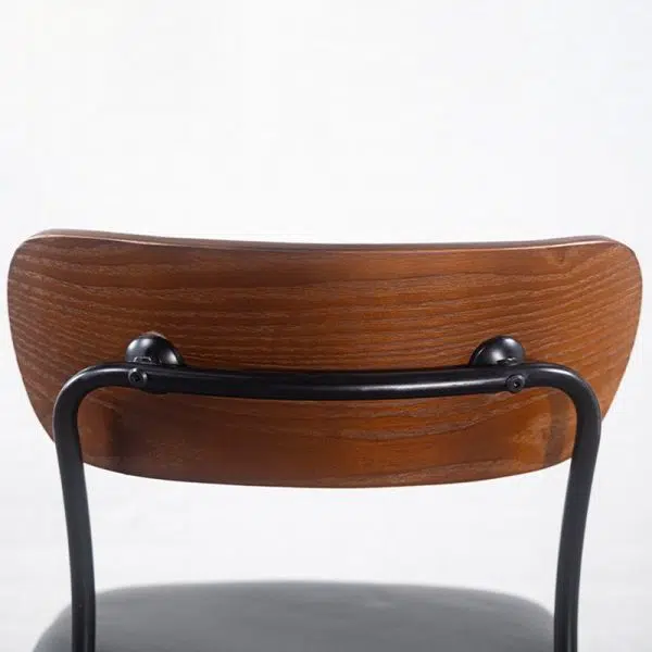 Contemporary Industrial Curved Square Leather Iron Dining Chair Backrest Armless For Dining Room - Image 5