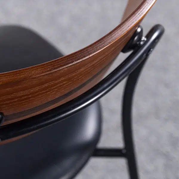 Contemporary Industrial Curved Square Leather Iron Dining Chair Backrest Armless For Dining Room - Image 6