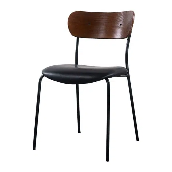 Contemporary Industrial Curved Square Leather Iron Dining Chair Backrest Armless For Dining Room - Image 17