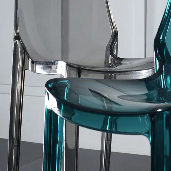 Contemporary Scandinavian Square Curved Acrylic Backrest Bar Stool For Dining Room - Image 5