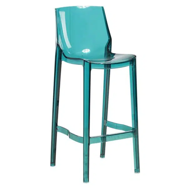 Contemporary Scandinavian Square Curved Acrylic Backrest Bar Stool For Dining Room - Image 8