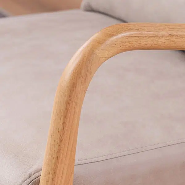 Modern Minimalist Square Shake Bend Tech Fabric Solid Wood Accent Chair Backrest Armrest For Living Room - Image 6