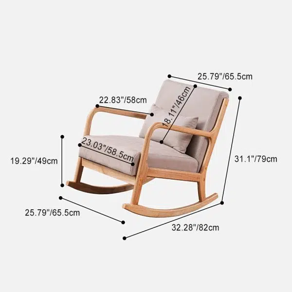 Modern Minimalist Square Shake Bend Tech Fabric Solid Wood Accent Chair Backrest Armrest For Living Room - Image 4