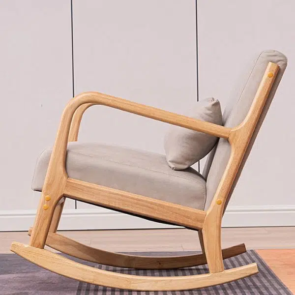 Modern Minimalist Square Shake Bend Tech Fabric Solid Wood Accent Chair Backrest Armrest For Living Room - Image 12