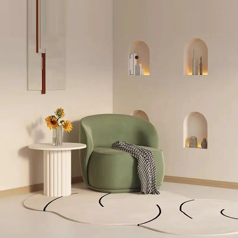 DFM-Chair-FW01517-10.jpg Contemporary Creative Curved Square Velvet Solid Wood Accent Chair Backrest For Living Room - Image 1