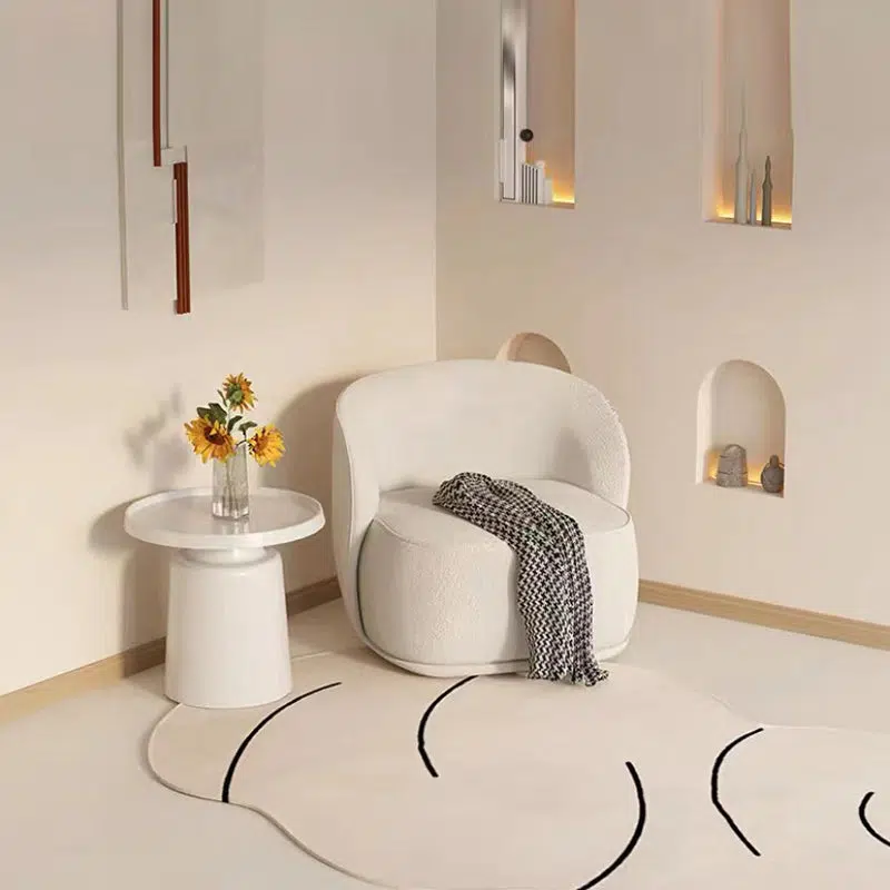 DFM-Chair-FW01517-11.jpg Contemporary Creative Curved Square Velvet Solid Wood Accent Chair Backrest For Living Room - Image 2