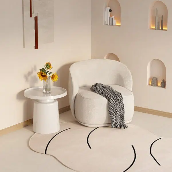 Contemporary Creative Curved Square Velvet Solid Wood Accent Chair Backrest For Living Room - Image 11