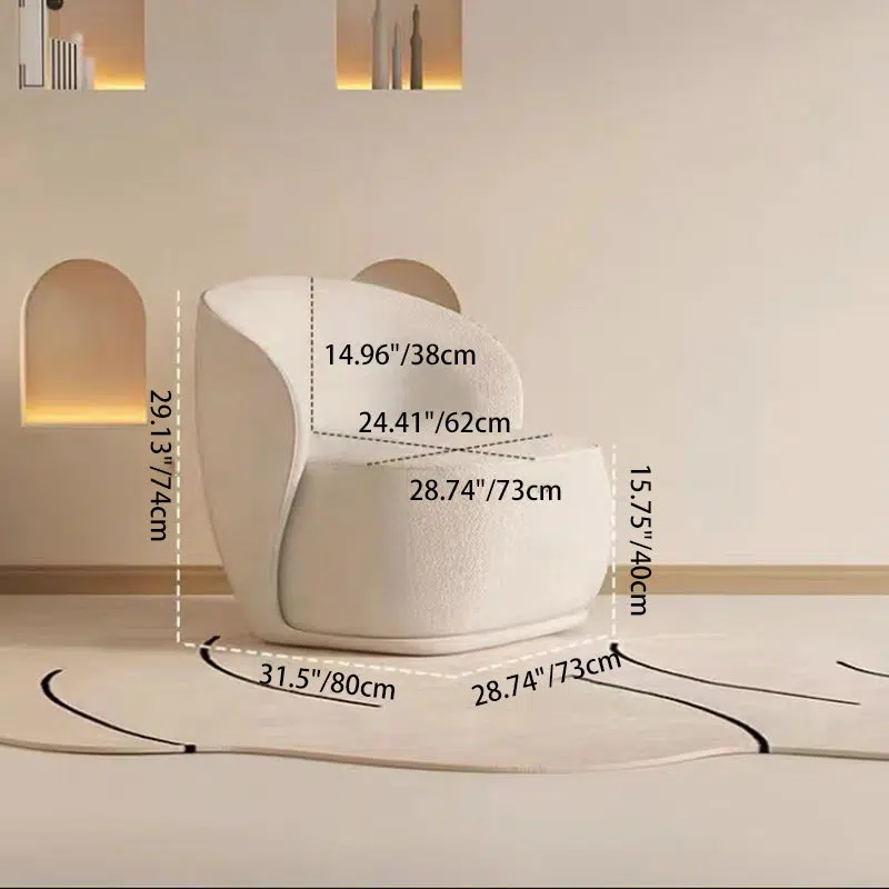 DFM-Chair-FW01517-5.jpg Contemporary Creative Curved Square Velvet Solid Wood Accent Chair Backrest For Living Room - Image 5