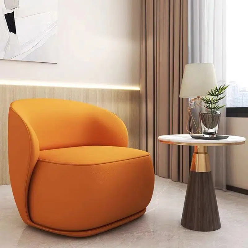 DFM-Chair-FW01517-8.jpg Contemporary Creative Curved Square Velvet Solid Wood Accent Chair Backrest For Living Room - Image 3