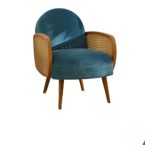 Traditional Japanese Half Round Curved Lambswool Rattan Accent Chair Backrest Armrest For Living Room - Image 12