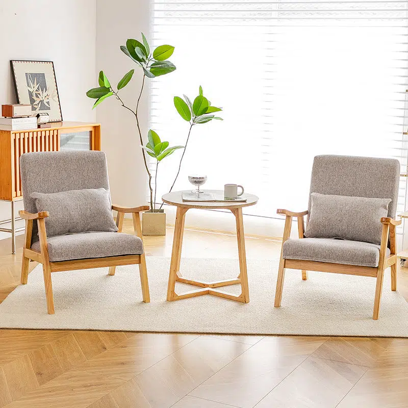 DFM-Chair-FW01647-1.jpg Traditional Japanese Bent Rectangular Square Trapezoidal Cat Scratch Leather Solid Wood Accent Chair Backrest Armrest For Living Room - Image 1