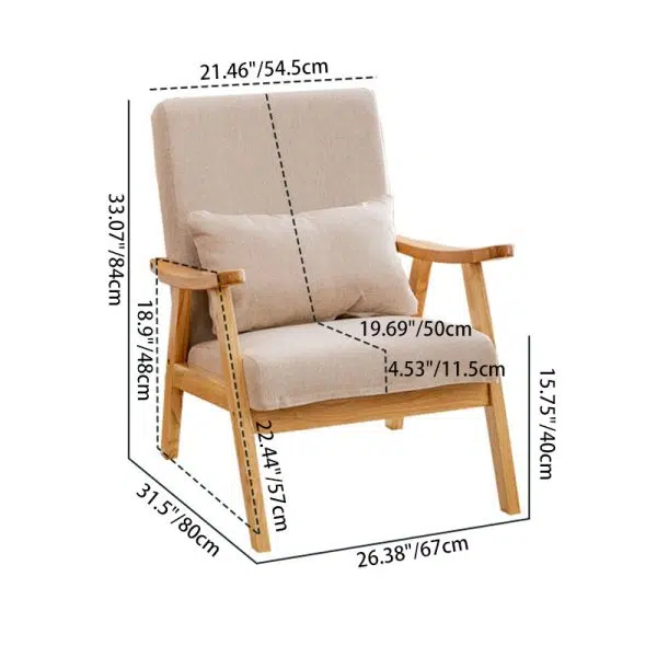 Traditional Japanese Bent Rectangular Square Trapezoidal Cat Scratch Leather Solid Wood Accent Chair Backrest Armrest For Living Room - Image 4