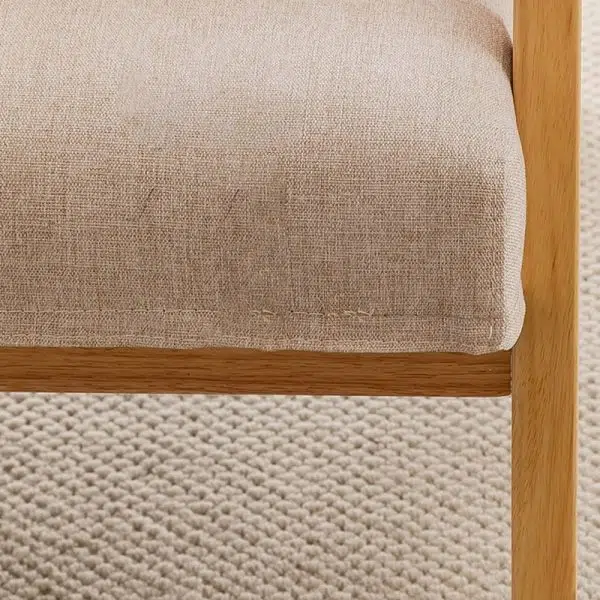 Traditional Japanese Bent Rectangular Square Trapezoidal Cat Scratch Leather Solid Wood Accent Chair Backrest Armrest For Living Room - Image 5