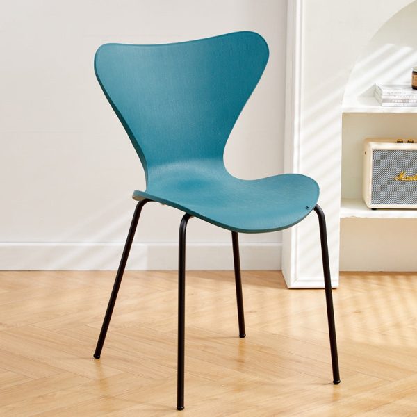 Contemporary Creative Irregular Shape Curved PVC Metal Dining Chair Backrest Armrest For Dining Room - Image 25