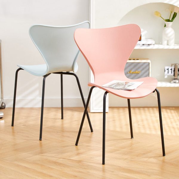 Contemporary Creative Irregular Shape Curved PVC Metal Dining Chair Backrest Armrest For Dining Room - Image 15
