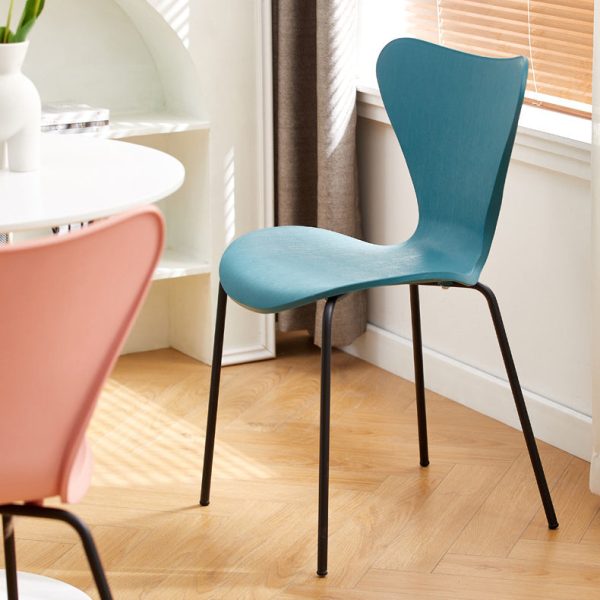 Contemporary Creative Irregular Shape Curved PVC Metal Dining Chair Backrest Armrest For Dining Room - Image 13