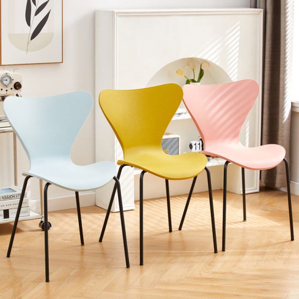 Contemporary Creative Irregular Shape Curved PVC Metal Dining Chair Backrest Armrest For Dining Room - Image 2
