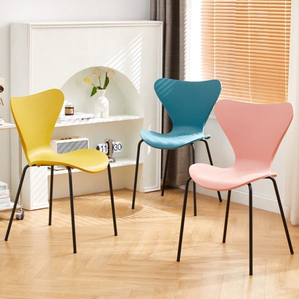 Contemporary Creative Irregular Shape Curved PVC Metal Dining Chair Backrest Armrest For Dining Room - Image 3