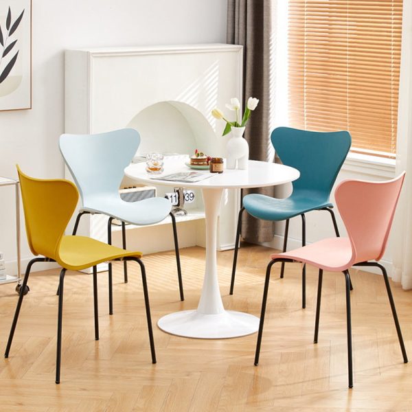 Contemporary Creative Irregular Shape Curved PVC Metal Dining Chair Backrest Armrest For Dining Room - Image 18