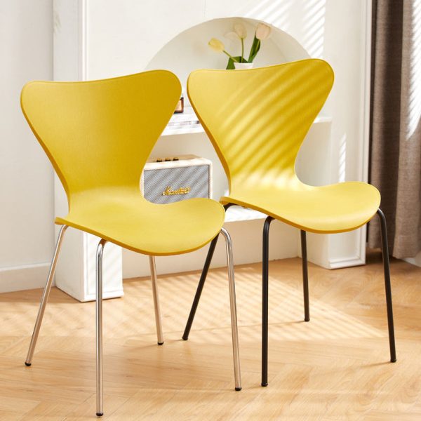 Contemporary Creative Irregular Shape Curved PVC Metal Dining Chair Backrest Armrest For Dining Room - Image 19