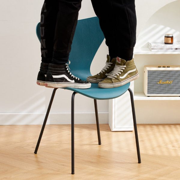 Contemporary Creative Irregular Shape Curved PVC Metal Dining Chair Backrest Armrest For Dining Room - Image 21